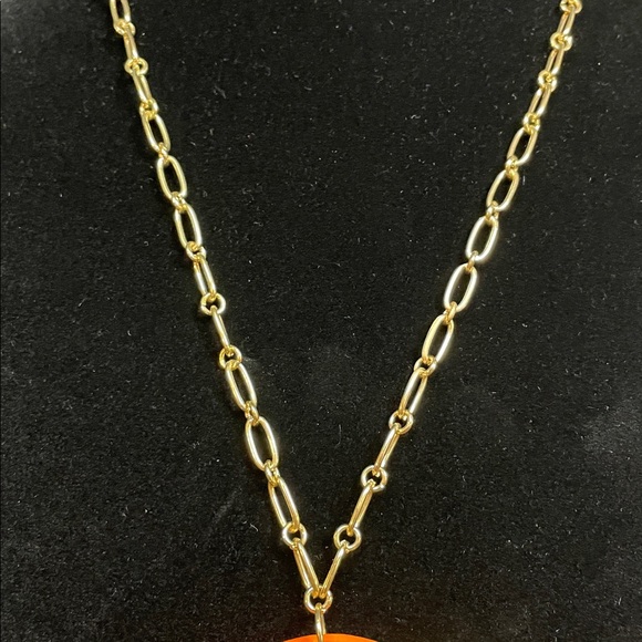 Clay Pendant Necklace Sunset/Summer theme on a gold link chain-Handmade by Me - Picture 3 of 11